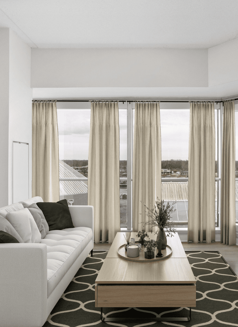 Living Room Room interior with couch near doors